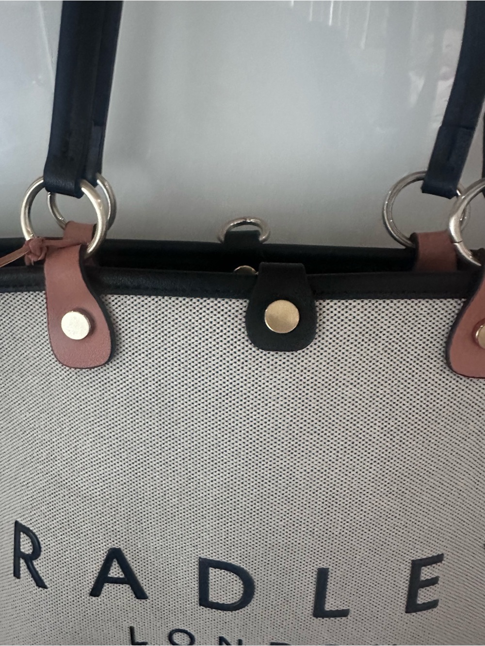 RADLEY LONDON Beige Canvas Tote with Black Trim and Tan Accent - Picture 3 of 9